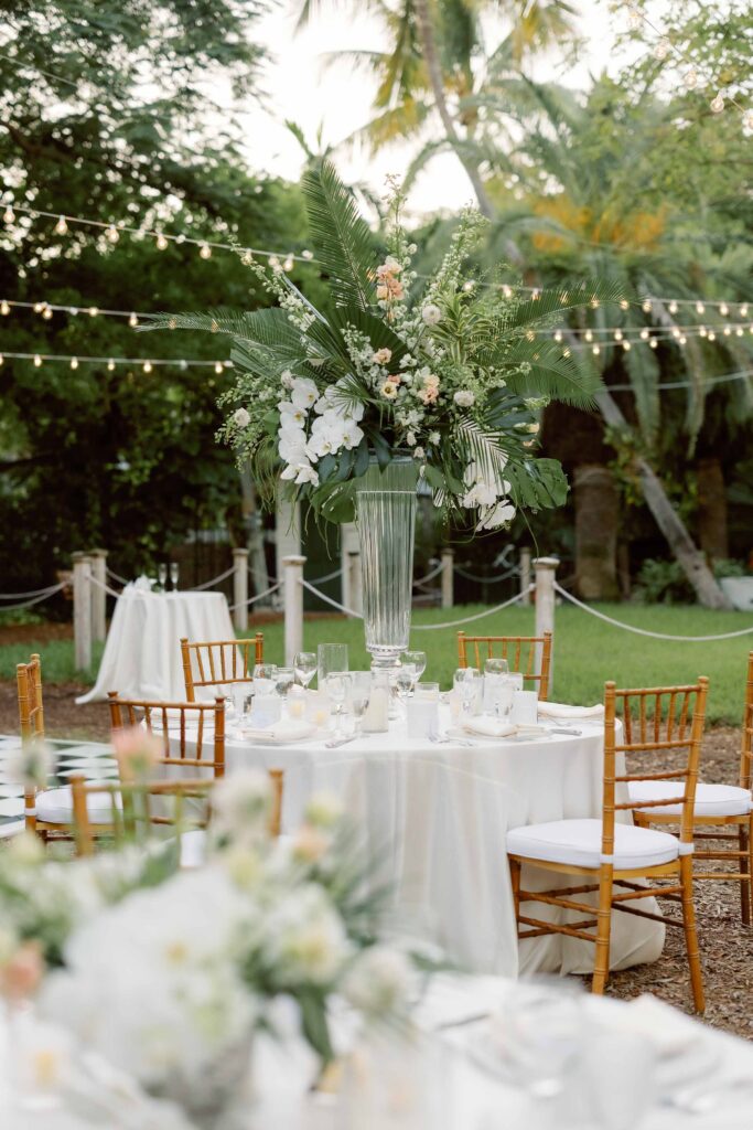 A garden wedding reception at The Hemingway Home. Key West, Florida